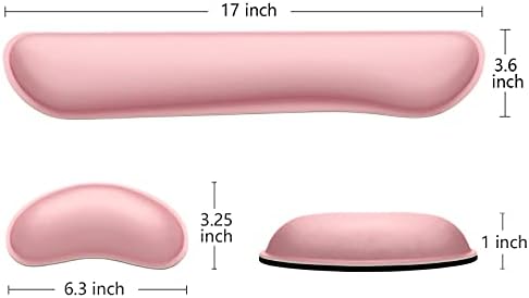 Dapesuom Enlarge Keyboard Wrist Rest, Memory Foam Wrist Cushion for Desk Mats Support, Cute Typing Pain Relief Keyboard Mouse Pad Rests Set with Non-Slip Base for Gaming Laptop Office, Rose Pink