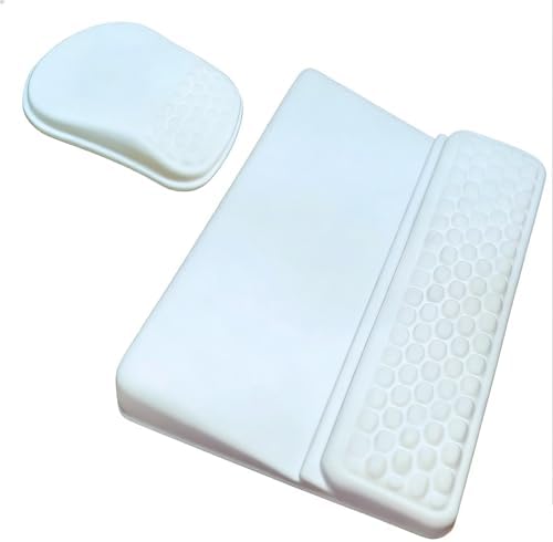 Keyboard Wrist Rest -Ergonomic Keyboard Stand with Wrist Rest- with Carpal Tunnel Pain Relief Massage Bumps and Full Memory Gel Design - Ideal Frequent Computer (White)