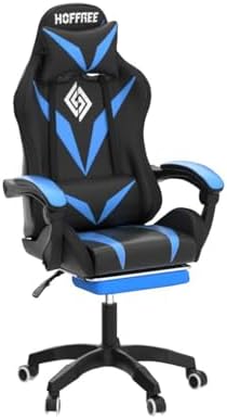 Gaming Chair with Bluetooth Speakers RGB LED Lights Computer Chair-Blue