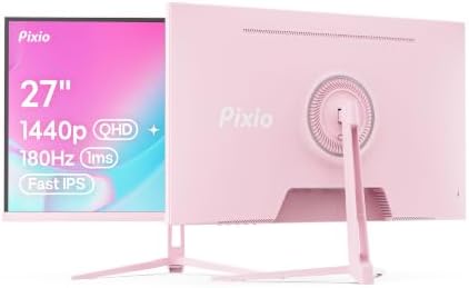 Pixio PX278 Wave Pink 27 inch 180Hz Refresh Rate Quad HD 1440p Resolution Fast IPS Panel 1ms GTG Response Time Built-in Speakers Gaming Monitor with AMD FreeSync