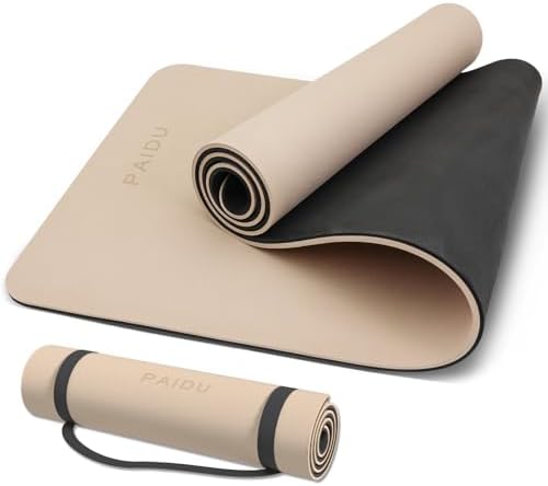 PAIDU POE Yoga Mat （10mm）Extra Thick Fitness Mat 72"x24" with Carry Strap