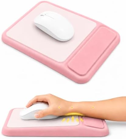 eulps Mouse Pad with Wrist Rest, Ergonomic Memory Foam Mousepad with Soft Wrist Support, Non-Slip PU Base, Smooth Surface for Office, Pain Relief for Laptop & Gaming (Pink)