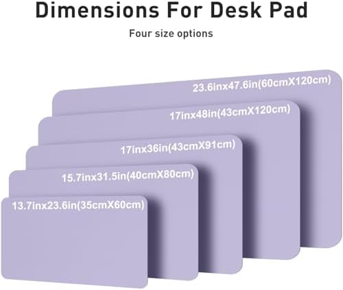 Aothia Faux Leather Desk Mat – Large Mouse Pad, Non-Slip PU Leather Blotter, Waterproof Writing Surface for Office and Home (Lavender, 47.2" x 23.6")