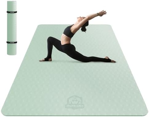 HAPBEAR Extra Large Yoga Mat - 72"x48"x6mm (1/4 inch), Non-Slip, Durable, Thick Wide Exercise Mat for Home Workouts, Yoga, Pilates, Stretching and Cardio Workouts