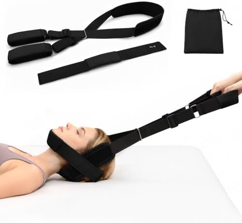 SPRING SEAON Neck Stretcher Adjustable Neck Traction Strap (Black)
