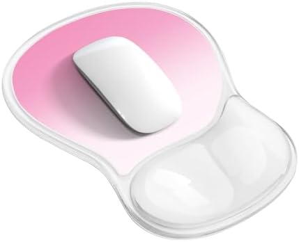 Mouse Pad with Wrist Rest,Ergonomic Mouse Pad with Comfortable Gel Wrist Rest Support and Non-Slip PU Base for Easy Typing Pain Relief, Durable and Washable (Transparent Pink Gradient)