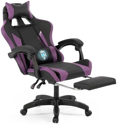 Gaming Chair with Footrest, Computer Chair with Adjustable Headrest