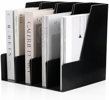 CiWiVOKi Vertical Magazine File Holder, 4 Pack, Black