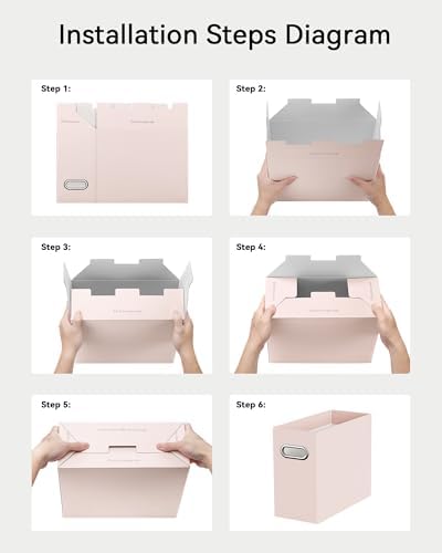 Oterri Portable Collapsible Cardboard File Box with Handle for Letter-Size