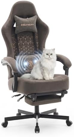 Gaming Chair Breathable Leather with Pocket Spring Cushion, Wide and High Ergonomic Office Chair with Headrest, Computer Gaming Chair with Footrest for Adult and Teen (Grey)