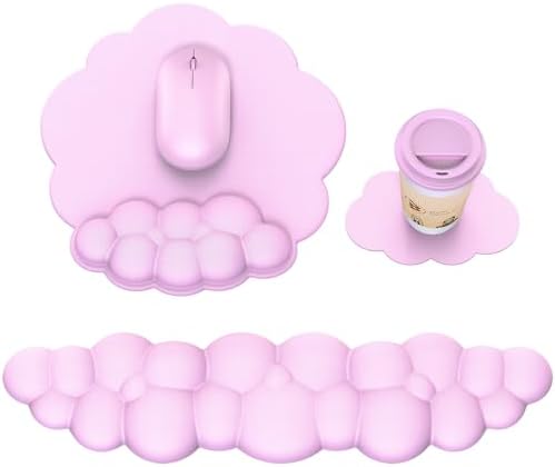 MOKURU Cloud Mouse Pad with Wrist Rest, Cloud Keyboard Wrist Rest, Mouse Pad Wrist Support, Ergonomic Keyboard Mouse Wrist Support (Pink)