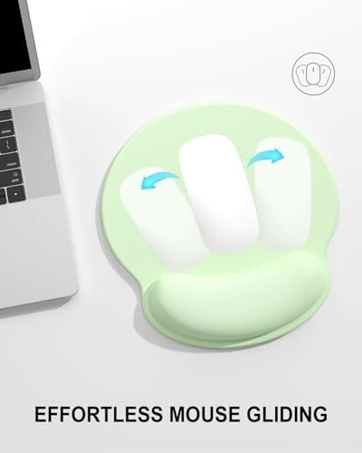 Auhoahsil Mouse Pad, Ergonomic Mouse Pad with Wrist Rest, Pain Relief Computer Gel Mouse Pad Wrist Support for Laptop, Mousepad with Non-Slip PU Base, Mouse Pads for Desk, Light Green