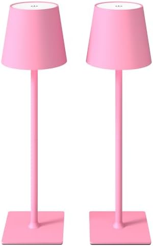 CHLORANTHUS 2 Pack Cordless Table Lamps, 3 Colors Stepless Dimming, 5000mAh Rechargeable Battery LED Desk Lamp for Bedroom/Couple Dinner/Desk/Cafe/Dining Room/Terrace