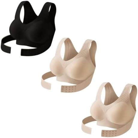 Posture Corrector Bras Women Front Closure Cross Back Wireless Posture Bra