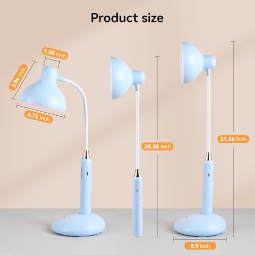 VAVOFO Wireless LED Desk Lamp with Touch Control - Adjustable 2700-7000K Color Temperature, 700LM Brightness, 360° Flexible Gooseneck, USB-C Charging, 2.5hrs Cordless Use (Blue)