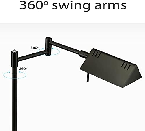 O'Bright LED Pharmacy Table Lamp, Full Range Dimming, 12W LED, 360 Degree Swing Arms, Desk, Reading, Craft, Work Lamp, ETL Tested, Black