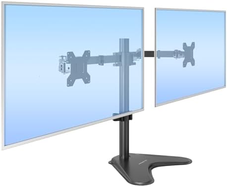 Mount-It! Dual Monitor Stand, Premium Adjustable Desk Mount for Two 13–32 Inch Screens up to 17 lbs Each, Full Motion Swivel Tilt Rotate Height Adjustable Arms, VESA 75x75 100x100, Steel Base