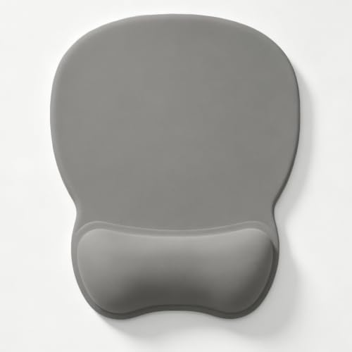 Mouse Pad with Support, Ergonomic Mouse Pad with Gel Wrist Rest Support Middle Concave Design, Comfortable Mousepad with Non-Slip PU Base for Home Office Working Studying (06 Grey)
