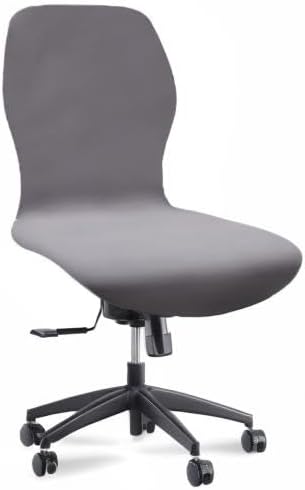 Deisy Dee Velvet Stretch Armless Office Chair Covers - Colorful Stretch Slipcover for Desk Chairs (Dark Grey)