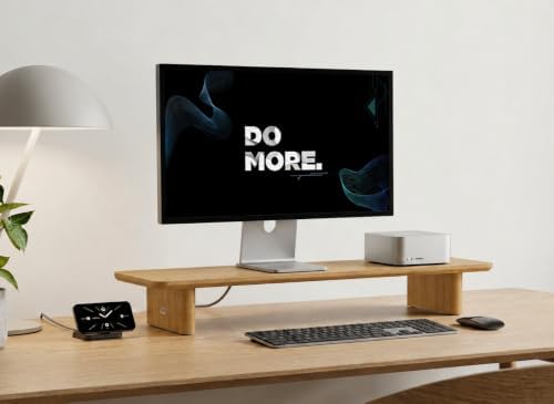 White Oak Single Monitor Stand Riser - 31.5" Wooden Monitor Stand for iMac, Laptop & Monitor, Minimalist Desk Shelf Organizer