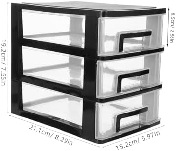 Angoily 3 Tier Plastic Drawer Type Closet, Plastic Home Office Storage Organizer, Makeup Organizer Storage Station Cube, Cosmetics Jewelry Storage Box for Home, Dorm, Office (8.46x5.90x5.12 Inch)