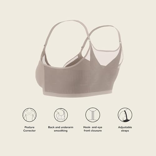 Leonisa Multi-Benefit – Posture Corrector Bra, Wireless Front Closure Posture Bra with Contour Cups and Back Support