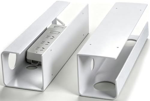 ZhiYo 2 Pack Large Capacity Cable Management Tray, Under Desk Cable Tray 31.5in(2X L15.7in), PVC Standing Desk Cord Management Ideas, Cable Organizer for Office and Home - White