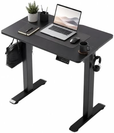Claiks Electric Standing Desk, 32x19 Inch, Height Adjustable, Dark Black