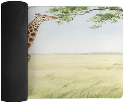 Mouse Pad Giraffe Stretching Its Neck to Eat Leaves Printed Computer Keyboard Desk Mat Non-Slip Rubber Base for Laptops Office and Home 23.6 X 11.8 Inch