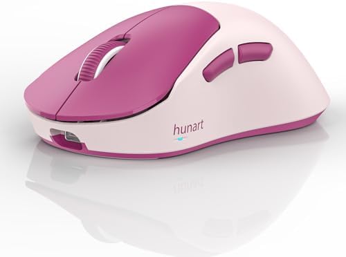 hunart H6 49g Wireless Mouse, Bluetooth & 2.4GHz, Rechargeable, Berry Pink