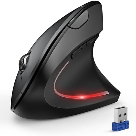 TECKNET Ergonomic Mouse, 4800 DPI Wireless Bluetooth Vertical, 3-Device