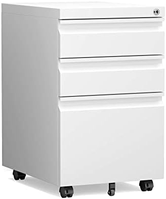 STANI Mobile File Cabinet with Lock Under Desk Metal Filing Legal/Letter File Folders Rolling Cabinet Metal File Cabinets Filing on Wheels with Drawers Assembly Required