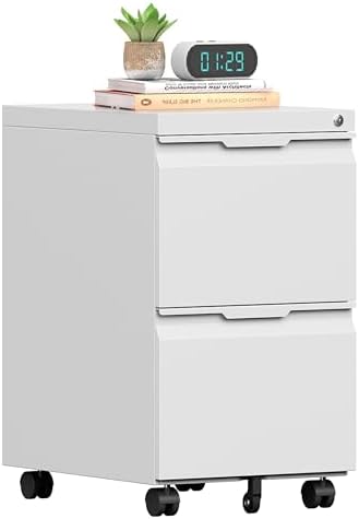 2 Drawer Mobile File Cabinet with Lock, Rolling File Cabinet with Wheels