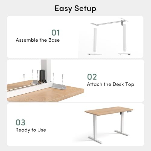 CubiCubi 48 x 24 Large One-Piece Electric Adjustable Standing Desk, Maple