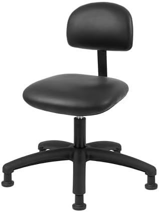 FSS Series Square seat Medium (20"-28") seat Height Chair. Vinyl-for Office, Garage, Desk, Shop, Computer, Doctor, Medical, Easy to Clean! No Footring (Black, Medium, Glides)
