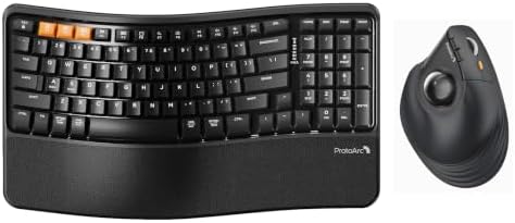 ProtoArc EM05 NL Trackball Mouse & EK02 Wave Keys Ergonomic Keyboard