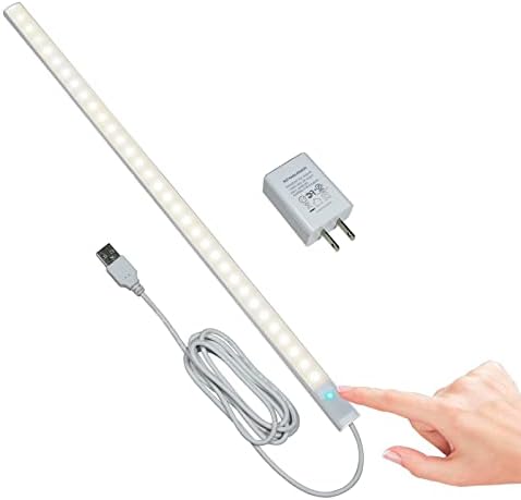 Plug in Under Cabinet Lighting, 17 inch Touch Dimmable Closet Light, USB Corded LED Light Bar, Memory Function, Under Counter Lights for Kitchen, Desk, Workspace, Natural White (4000K)