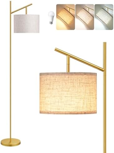 EDISHINE 64.7" Gold Modern Floor Lamps for Living Room, Arc Standing Lamp