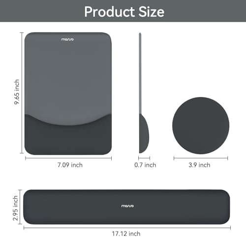 MOSISO Ergonomic Keyboard & Mouse Pad Wrist Rest Set, Slate Gray