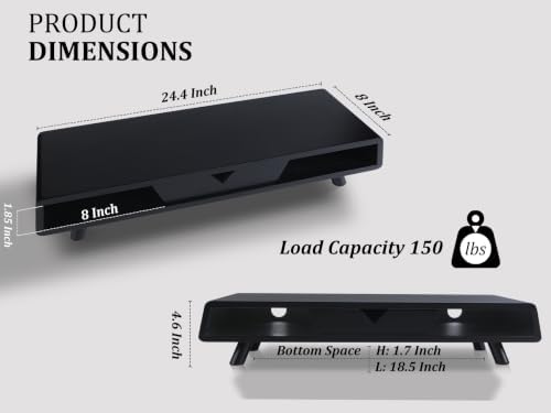 Homerays Monitor Stand with Drawer, Exquisite Computer Monitor Stand for Desk, Ergonomic Wood Monitor Stand Riser for Computer,Laptop,Printer,TV,Bamboo,Black