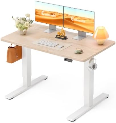 CubiCubi Electric Height Adjustable Standing Desk 48x24 Inch, Natural Oak