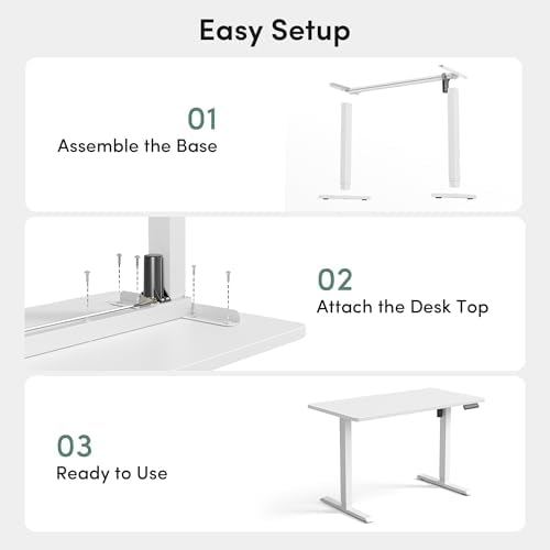 CubiCubi 48 x 24 Large One-Piece Electric Adjustable Standing Desk, White