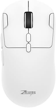 zelotes Gaming Wireless Mouse, Bluetooth Rechargeable with 9 Programmable Buttons,Ultra-Light 60g, 24,000 DPI, BT/USB 2.4G / Type-C, Ergonomic Optical Mouse for Laptop, PC,Office and Gamers (White)