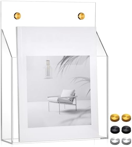 Feifeiya 1 Pcs Clear Acrylic File Holder Wall Mount, 12.6"x9.5"x2.4"