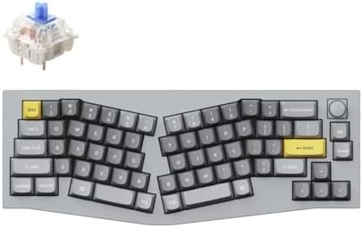 Keychron Q8 Wired Custom Mechanical Keyboard with Knob, 65% Alice Layout QMK/VIA Programmable, Hot-swappable Gateron G Pro Blue Switch, Double Gasket Compatible with Mac Windows Linux (Silver Grey)