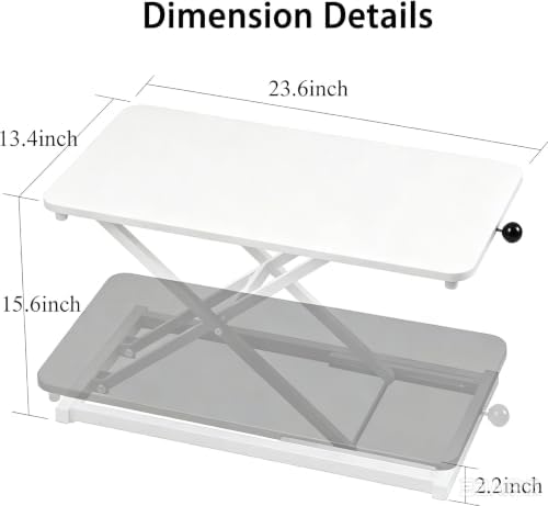 Height Adjustable Standing Desk Converter Keyboard Riser 23.6 Inch White