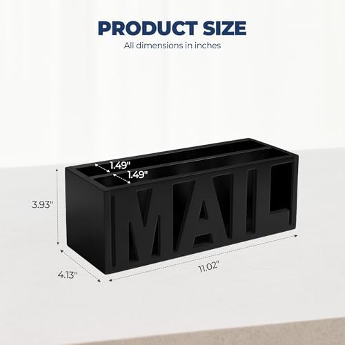 Mail Organizer Countertop, Desk or Wall Mail Holder for Bill Storage, Black