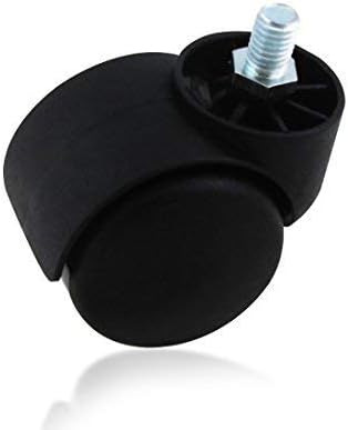 2 Inch Black Floor Protecting Rubber Office Chair Caster Wheels (Set of 5) fit to Metric Screw M10x12 mm Screw Stem,Chinese Standard Chairs