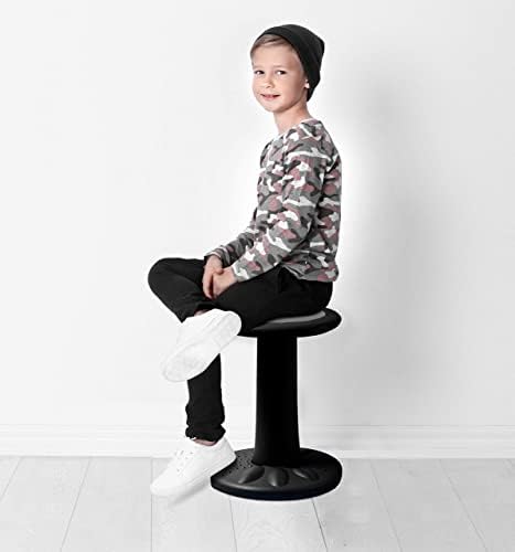 Studico ActiveChairs Kids Wobble Chair, Flexible Elementary Classroom Seating, Improves Focus, Posture and Helps ADHD/ADD, Sensory Chair, Active Fidget Chairs, Pre-Teen 17.75" Stool, Ages 7-12, Black