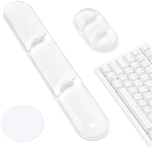Ospelelf Cloud Mouse Pad with Wrist Rest Set Gel Ergonomic Keyboard Wrist Support Anti-Slip Rubber Bottom Office Women Desk Accessories for Computer, Laptop and Gaming, Clear